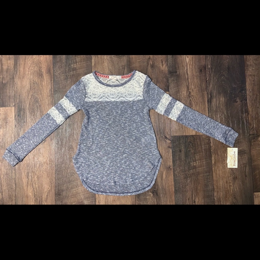 Rewind Shirt Top Size Xs Gray/white NWT Womens